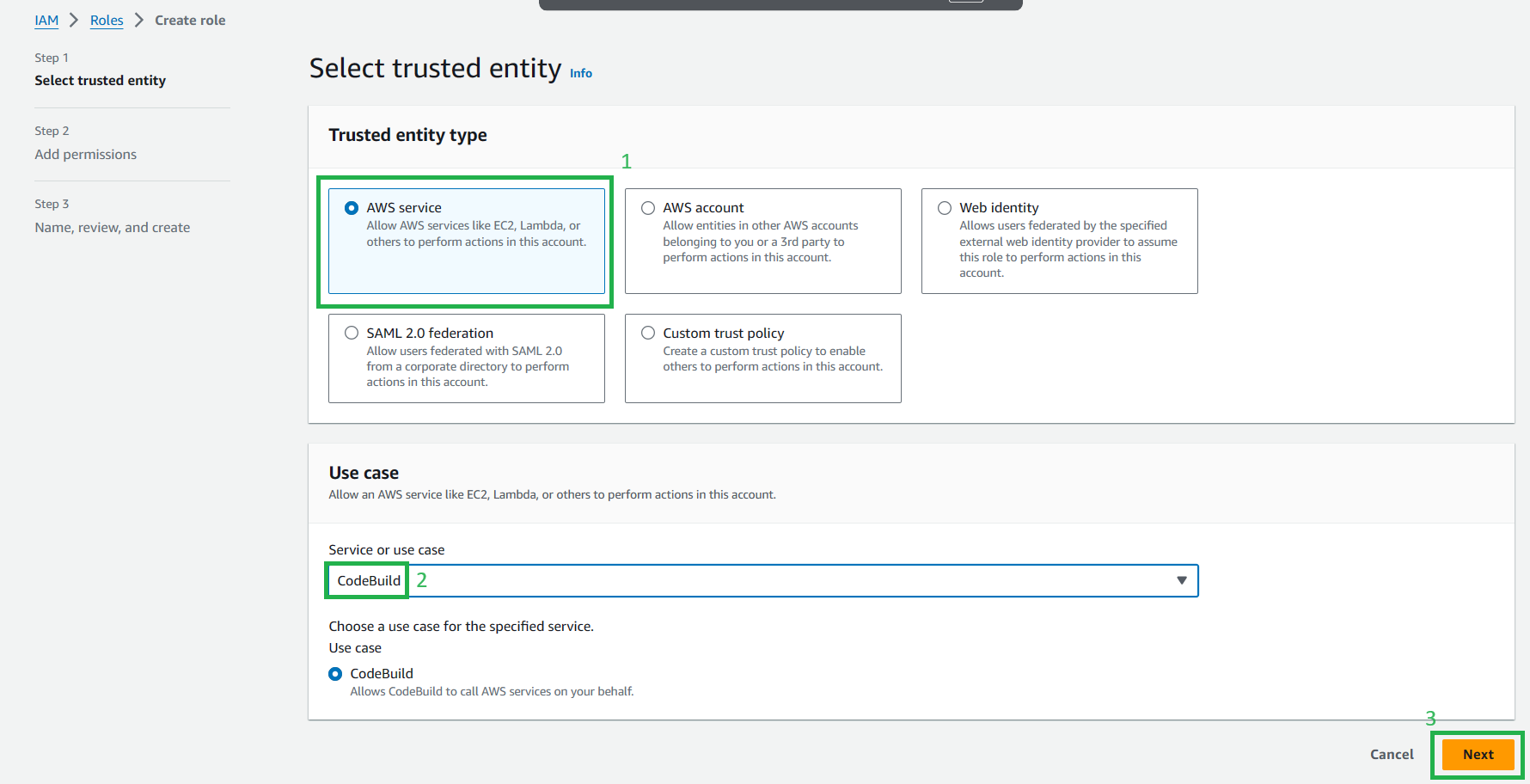 Select trusted entity