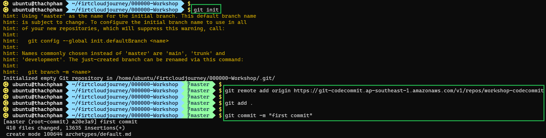 Push code to AWS CodeCommit